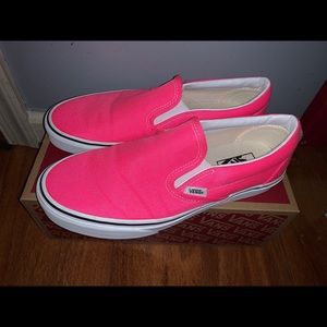 Women’s Slip On Vans Neon Pink Size 9.5